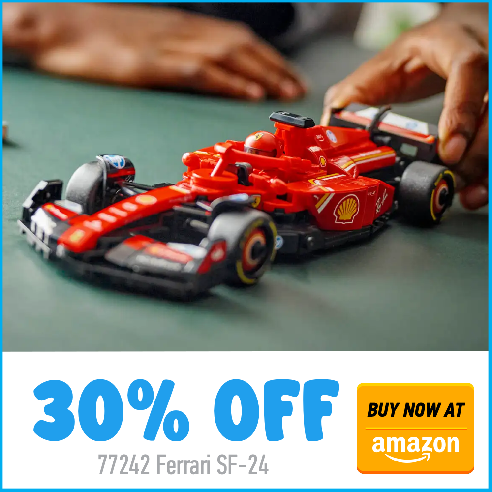 LEGO Speed Champions 77242 Ferrari SF 24 Amazon 30 off deal card